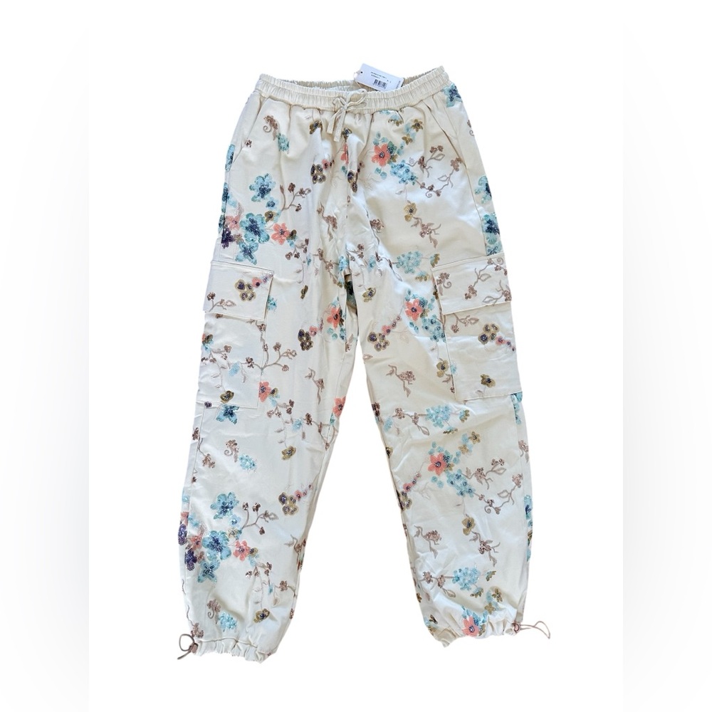 Agua Bendita Cream Floral Joggers